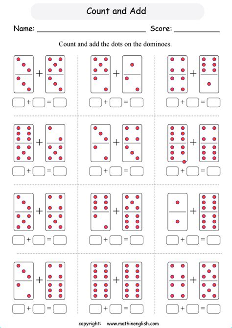 Add the dots on both sides on 2 domino stones. Grade 1 math addition