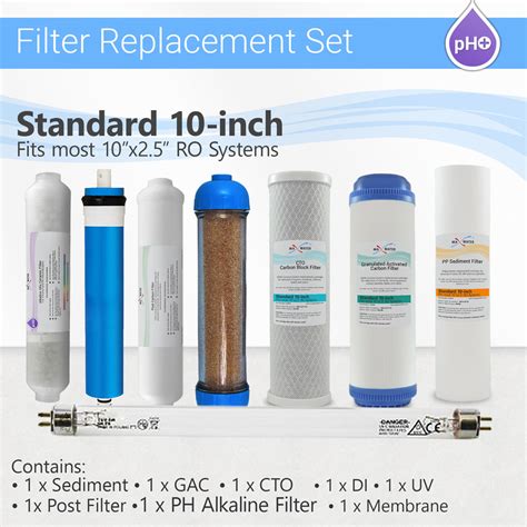 Stage Ro System Replacement Filter Set In Alkaline Di Pins Uv