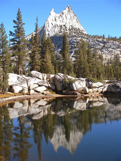 Reflection Of Cathedral Peak Cathedral Lakes Yosemite National Park