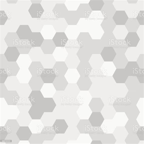 Seamless Texture Gray Hex Grid Geometric Pattern Stock Illustration