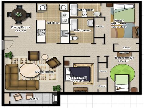 Also includes links to 50 1 bedroom, 2 bedroom, and studio apartment floor plans. 3 Bedroom 2 Bathroom House Plans 3 Bedroom 2 Bathroom ...
