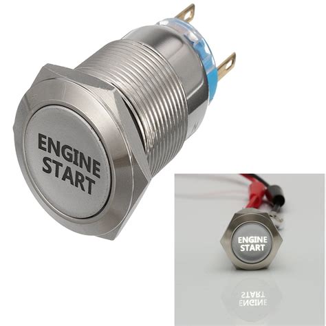 Engine Start Switch 12v Led 19mm Latching Metal Push Button Lighted