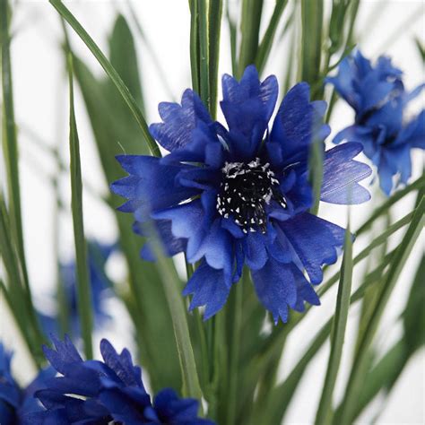 Dark Blue Artificial Cornflower Bush Bushes Bouquets Floral