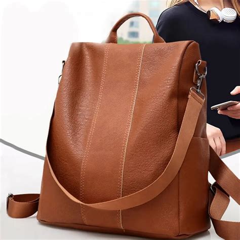 monerffi women backpack purse pu leather backpack lightweight casual travel backpack waterproof