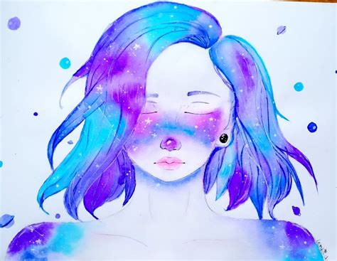 Galaxy Girl Watercolor At Explore Collection Of