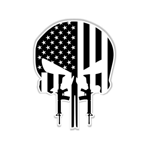 Punisher American Flag Full Color Vinyl Decal Custom Size Sports
