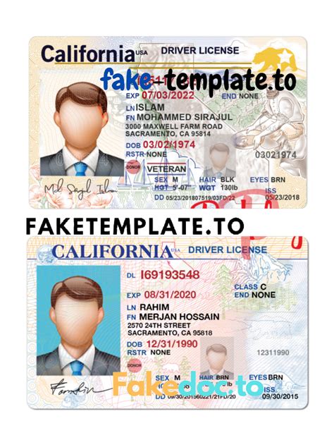 California Driver License Psd Template V1 And V2 Multi Version