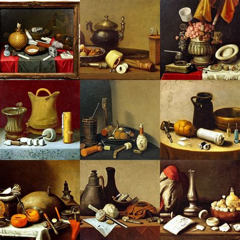 Dutch Still Life From The 1600s Old Oil Painting Stable Diffusion