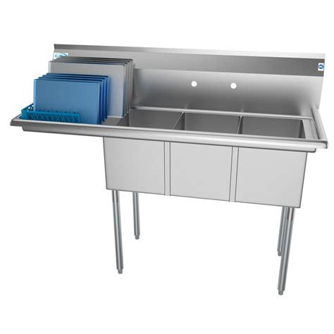 3 Compartment 55 Stainless Steel Commercial Kitchen Sink With Large