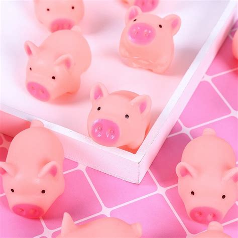 10pcs Pet Toy Cute Pink Pig Squeeze Squeaky Sound Soft Rubber Mini Toy