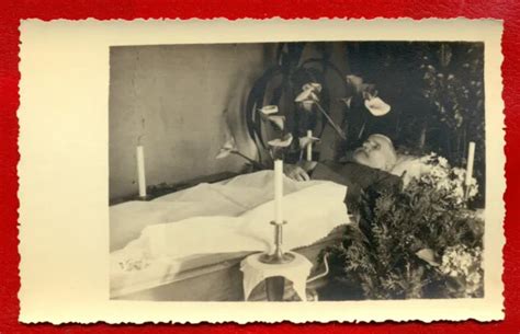 Antique Post Mortem Man In Casket Funeral Vintage Photo Postcard 329