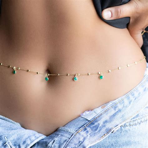 Emerald Belly Chain 18k Gold Vermeil Belly Chain Dainty Gold Etsy Canada