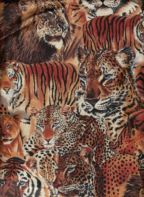 Tiger Print Quilt Fabric 1 Yard Gold Rust Brown Black Lion Wild