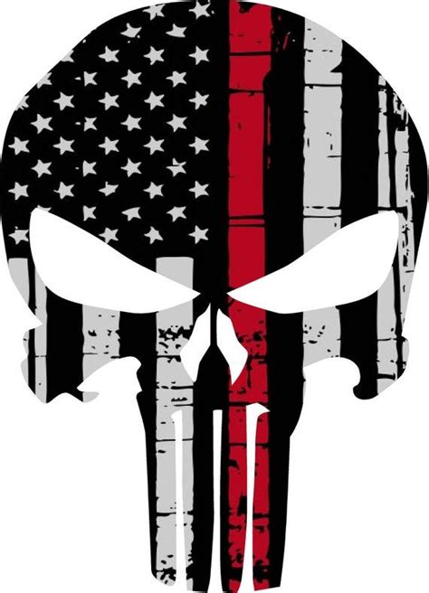 Punisher Skull American Flag Firefighter Red Line Decal Sticker Graphic