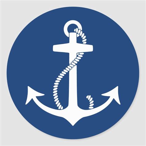 Anchor Drawing Nautical Wedding Theme Navy Blue Classic Round Sticker