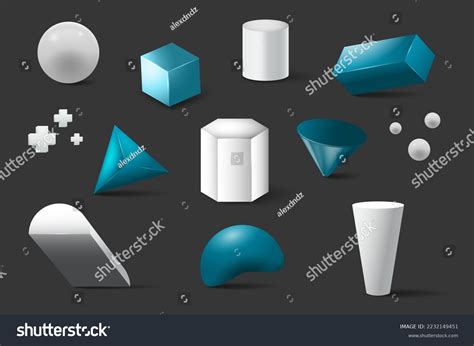 Geometric Simple Shapes 3d Set Realism Stock Illustration 2232149451