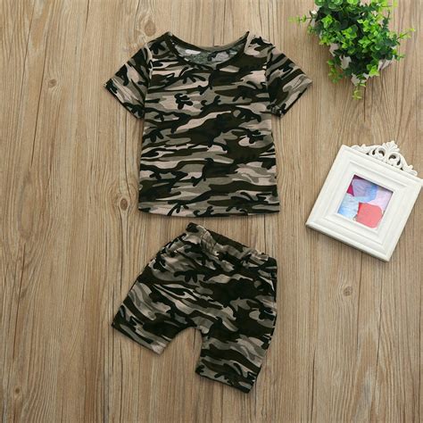 Baby Boys Camouflage T Shirt Topsshorts Outfits Toddler Kids Clothes