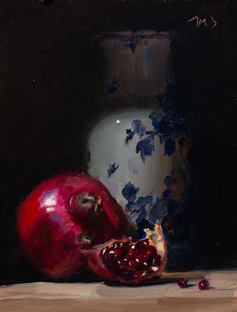 Daily Paintings Pomegranates And Delft Vase Postcard From Provence