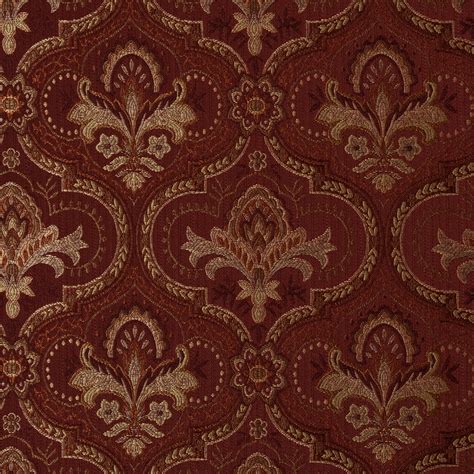 Ruby Red Damask Damask Upholstery Fabric By The Yard
