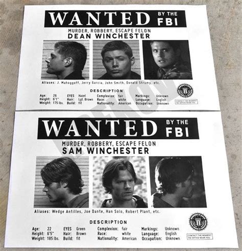 Supernatural Wanted Posters Supernatural Party Supernatural Theme