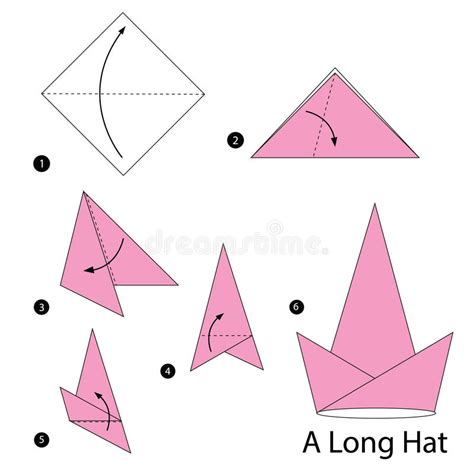 Geleidelijke Instructies Hoe Te Om Tot Origami Een Lange Hoed Te Maken