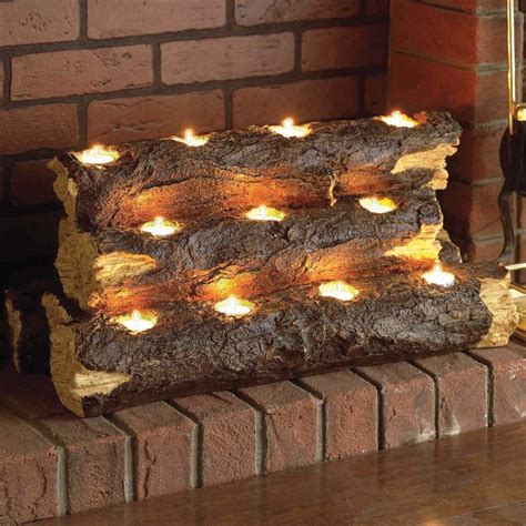Tealight Fireplace Decorative Logs Creative Decor Tea Lights
