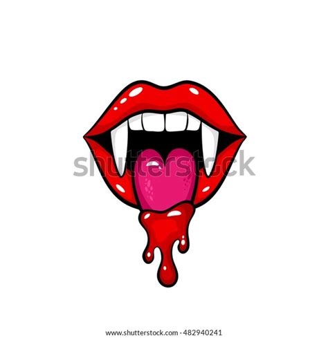 Sexy Red Vampire Woman Open Mouth Stock Vector Royalty Free 482940241