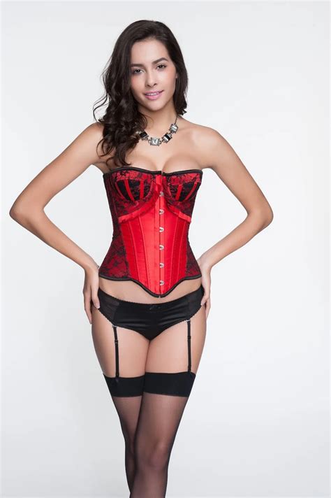 Red Lace Bustier Satin Waist Train Corsets Hot Shapers Lace Waist
