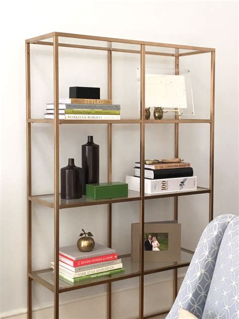Bookcases, shelving & storage furniture with glass doors. DIY Project: Ikea Hack Faux Brass Bookshelf | Glass ...