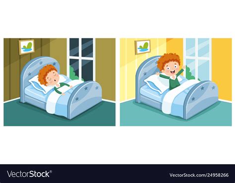 Kid Sleeping And Waking Up Royalty Free Vector Image