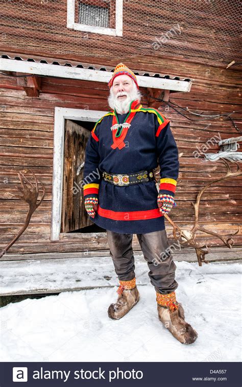 Sami People Man Swedish Lapland Sweden Scandinavia Stock