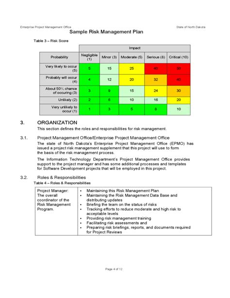 Risk Management Plan Template Free Download Nismainfo