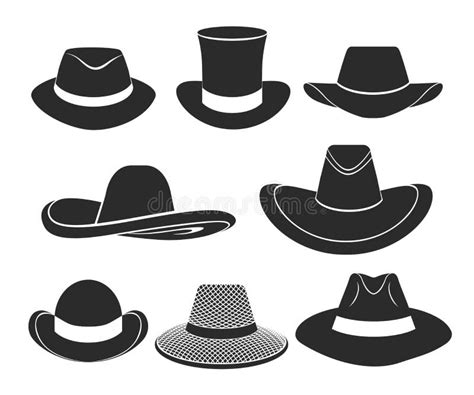 Vector Black Hats Icons Set Stock Vector Illustration Of Black