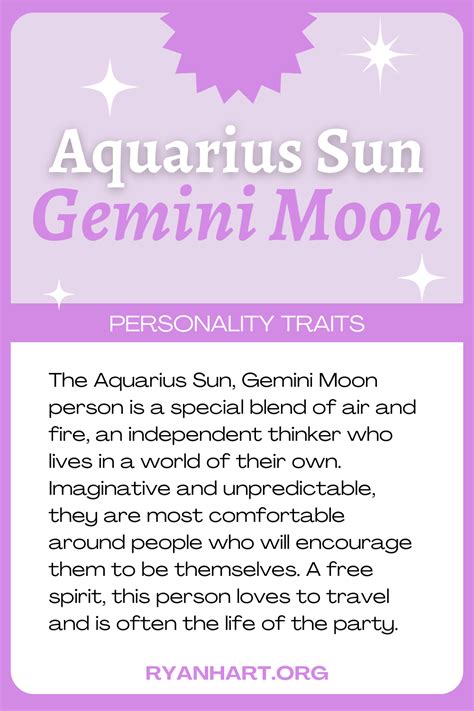 Aquarius Sun Gemini Moon Personality Traits Ryan Hart