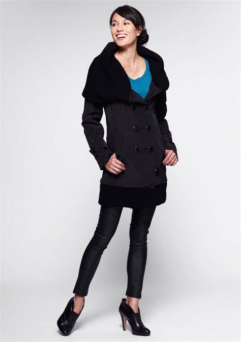 Atelier Noir By Rudsak Double Breasted Coat With Knit Collar Fashion