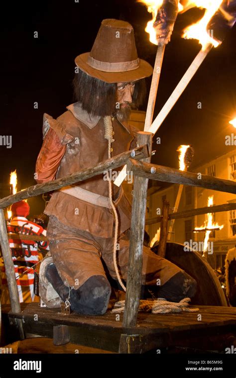 Guy Fawkes Effigy On A Cart With A Noose Around His Neck Lewes Bonfire