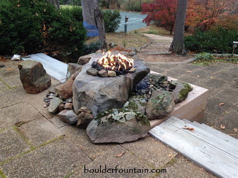 Backyard Water Fountain Fire Pit Combo Boulder Fountains