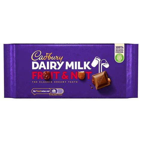 cadburys cadbury dairy milk fruit and nut chocolate bar 180g russells british store
