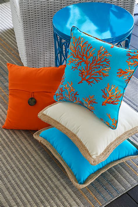 Surin Coral Pillow Outdoor Pillows Coral Pillows Beach Themed Room