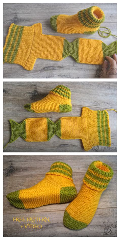 Easy Knit One Piece Slippers Free Knitting Pattern Video Knitting