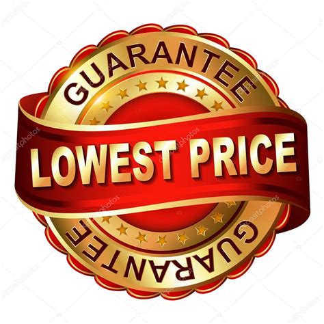 Lowest Price Guarantee Golden Label With Ribbon — Stock Vector