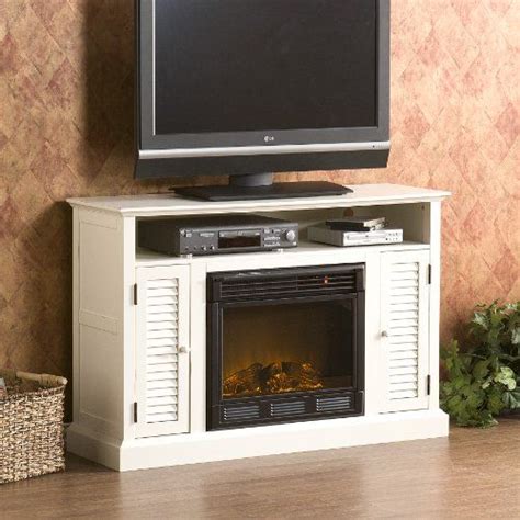 Sei Antebellum Media Console With Electric Fireplace Antique White