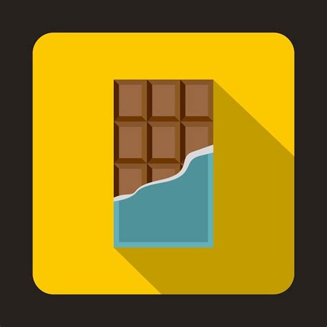 Icono De Barra De Chocolate En Estilo Plano Con Sombra Larga Símbolo De