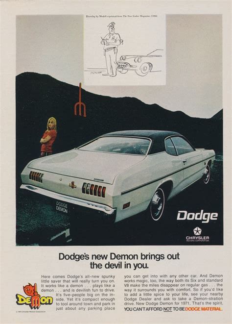 1970 Dodge Demon Car Ad Devil Vintage Advertising By Advintagecom