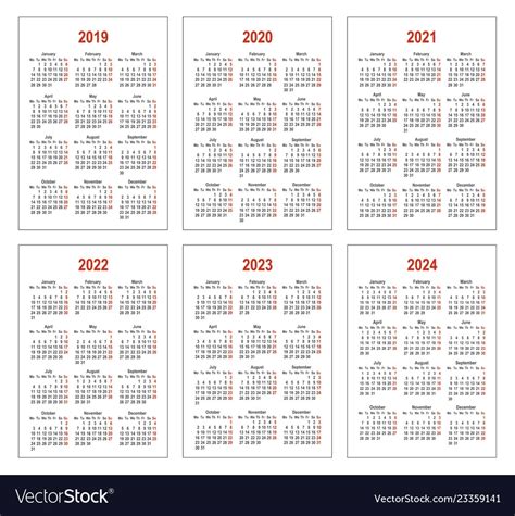 Calendars 2019 2020 2021 2022 2023