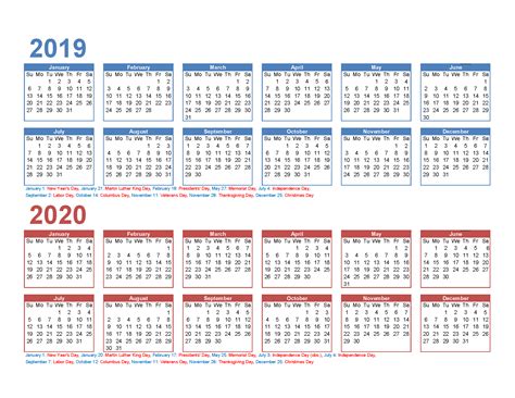 2 Year Calendar 2020 And 2020 Calendar Printables Free Templates