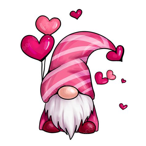 Valentines Day Hearts Clipart Png Images Valentines Day Pink Heart Gnome Valentine S Day