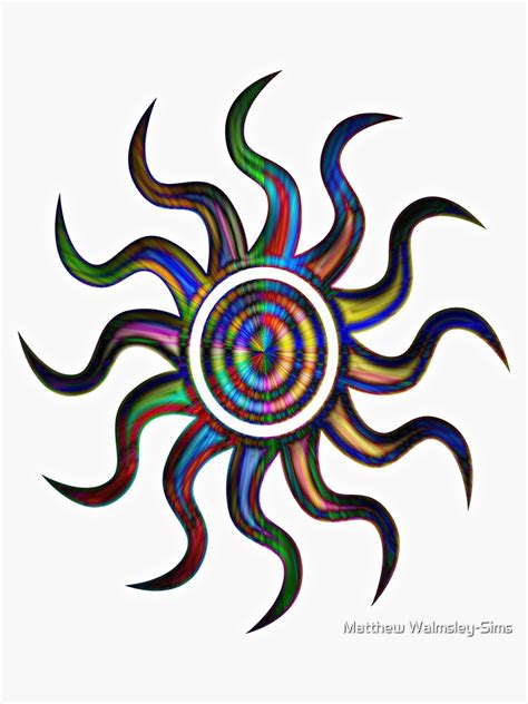 Psychedelic Sun Sticker For Sale By Makay Redbubble