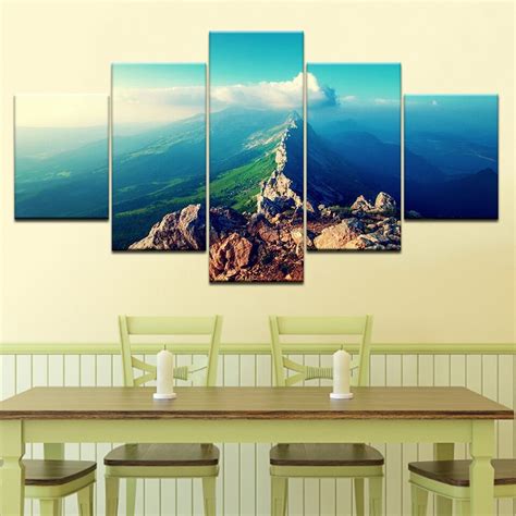 Art Sunrise Sea Beach Painting 5 Panels Hd Print Wall Art Modern