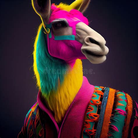 Realistic Lifelike Llama In Fluorescent Electric Highlighters Ultra